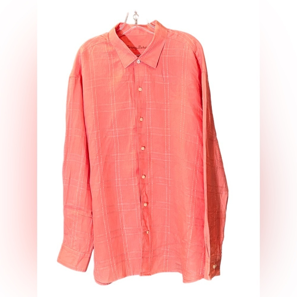 Tommy Bahama Light Melon Coral Linen Short Sleeve Shirt XXL